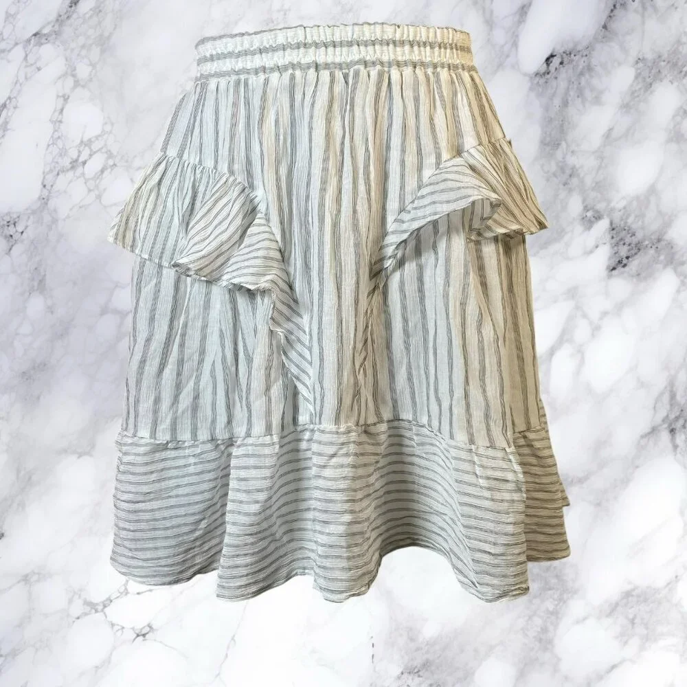 Michael Kors Striped Skirt in Black/Bone